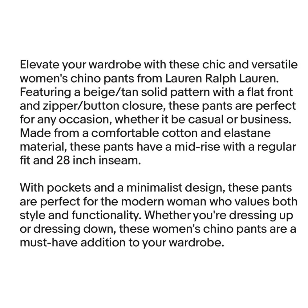 Lauren Ralph Lauren Chino‎ Dress Pants Women Tan Size 8